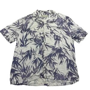 AllSaints Shirt Mens Small Bamboo Print Relaxed Fit Short Sleeve Summer Casual